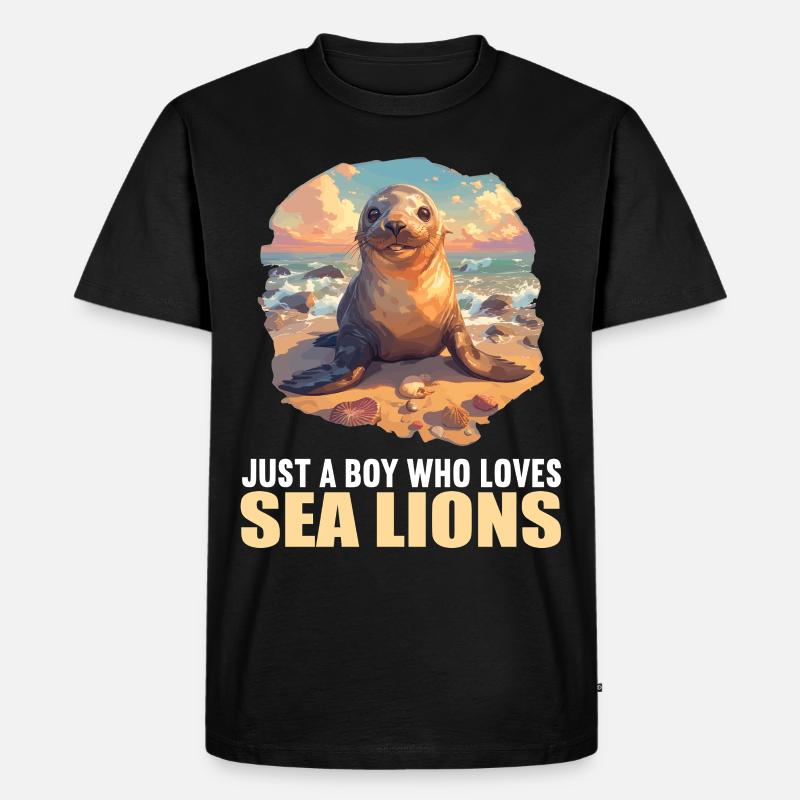 Seelöwen Seelöwe - Männer Premium Bio T-Shirt - Schwarz