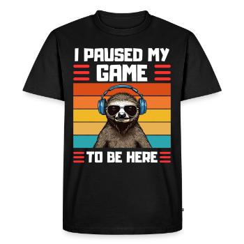 Gamer Sloth Saying Gaming Humor - Men's Premium Organic T-Shirt - black - Front - Nico (187cm)