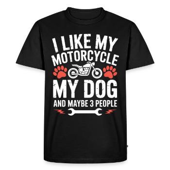 Moto Amour Chien Disant Chien Humour - T-shirt Premium bio Homme - noir - Devant - Nico (187cm)