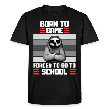 Gaming Sloth School Saying Gambler - Men's Premium Organic T-Shirt - black - Front - Nico (187cm)
