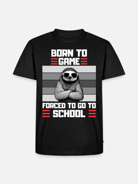 Gaming Sloth School Saying Gambler - Men's Premium Organic T-Shirt - black