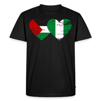 Drapeau de la Palestine et du Nigeria utilisé - T-shirt Premium bio Homme - noir - Devant - Nico (187cm)