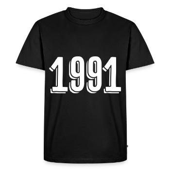 Année de naissance 1991 Date de naissance - T-shirt Premium bio Homme - noir - Devant - Nico (187cm)