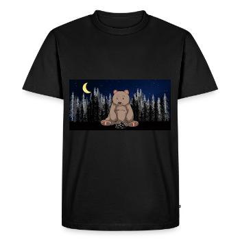 Forêt sauvage Ciel étoilé Ours brun Ours ours - T-shirt Premium bio Homme - noir - Devant - Nico (187cm)