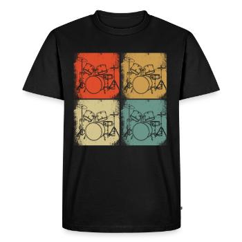 Illustration de conception de batterie rétro Batteur - T-shirt Premium bio Homme - noir - Devant - Nico (187cm)