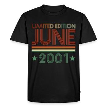 21st birthday June vintage 2001 gift idea - Men's Premium Organic T-Shirt - black - Front - Nico (187cm)