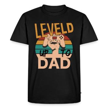 Leveld up to Dad Gaming Zocken - Men's Premium Organic T-Shirt - black - Front - Nico (187cm)