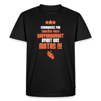 Contre le contrôle technique des motos - motards - T-shirt Premium bio Homme - noir - Devant - Nico (187cm)