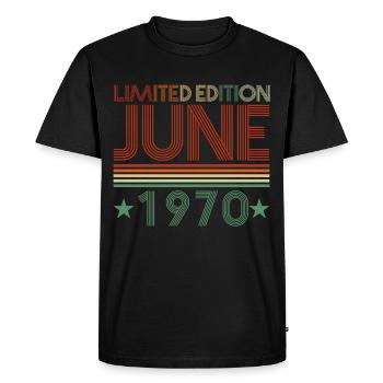 52ème anniversaire Juin né 1970 Idée cadeau - T-shirt Premium bio Homme - noir - Devant - Nico (187cm)