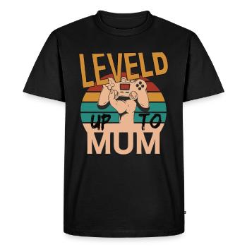 Leveld up to Mum Gaming Zocken - Men's Premium Organic T-Shirt - black - Front - Nico (187cm)