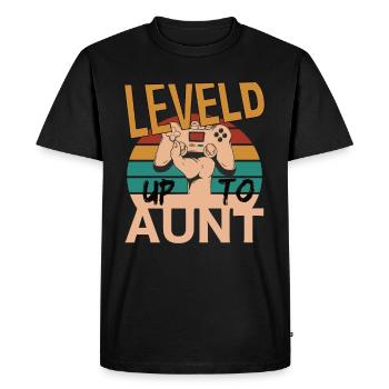 Leveld up to Aunt Gaming Zocken - Men's Premium Organic T-Shirt - black - Front - Nico (187cm)
