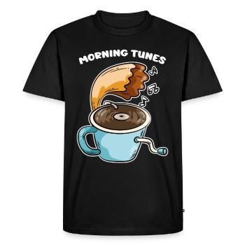 Morning Tunes Coffee Music Gramophone - Men's Premium Organic T-Shirt - black - Front - Nico (187cm)