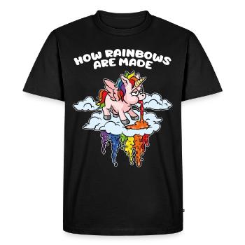 The Origins of Rainbows Vomit Unicorn Kotzen - Men's Premium Organic T-Shirt - black - Front - Nico (187cm)