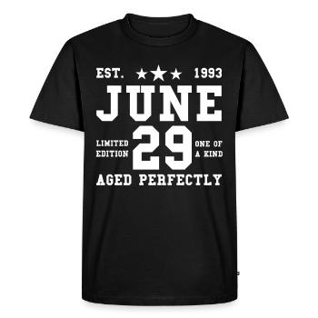 29ème anniversaire Juin né 1993 Idée cadeau - T-shirt Premium bio Homme - noir - Devant - Nico (187cm)