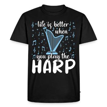 Harpe irlandaise jouant de harpe joueur de harpe - T-shirt Premium bio Homme - noir - Devant - Nico (187cm)