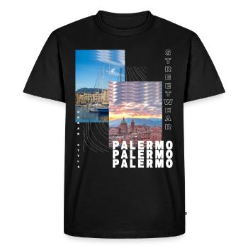 Palerme Italie Ville Skyline Accueil Amour - T-shirt Premium bio Homme - noir - Devant - Nico (187cm)