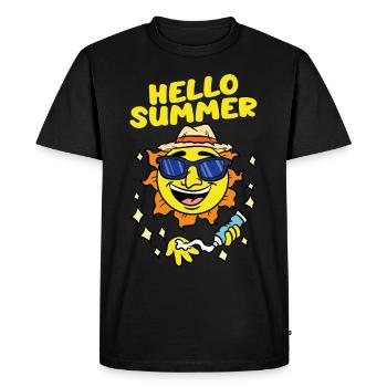 Hello Summer Sun - Men's Premium Organic T-Shirt - black - Front - Nico (187cm)