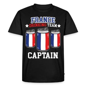 Captain of the French drinking team - Men's Premium Organic T-Shirt - black - Front - Nico (187cm)