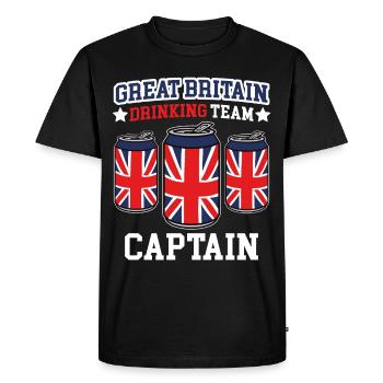 Captain of the British drinking team - Men's Premium Organic T-Shirt - black - Front - Nico (187cm)