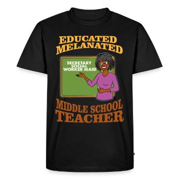 Trained teacher of the Melanierten Middle School - Men's Premium Organic T-Shirt - black - Front - Nico (187cm)