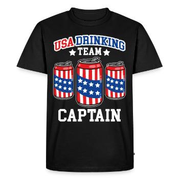 Captain of the American Drinking Team - Men's Premium Organic T-Shirt - black - Front - Nico (187cm)