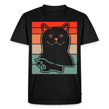Regardé dans Chat Regardé dans - T-shirt Premium bio Homme - noir - Devant - Nico (187cm)