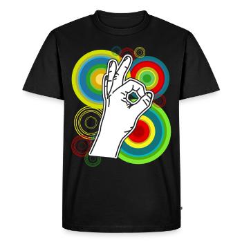 Regardé dans Rétro drôle Regardé dans - T-shirt Premium bio Homme - noir - Devant - Nico (187cm)