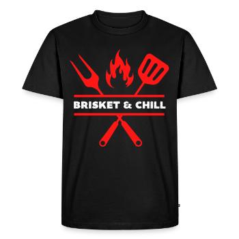 Brisket and chill, funny bbq - Men's Premium Organic T-Shirt - black - Front - Nico (187cm)