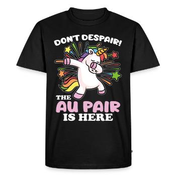 Ne désespérez pas, l’Au Pair est là - T-shirt Premium bio Homme - noir - Devant - Nico (187cm)