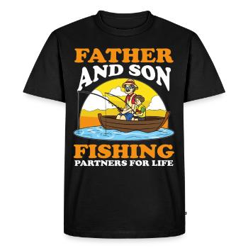 Père et Fils Pêche - T-shirt Premium bio Homme - noir - Devant - Nico (187cm)