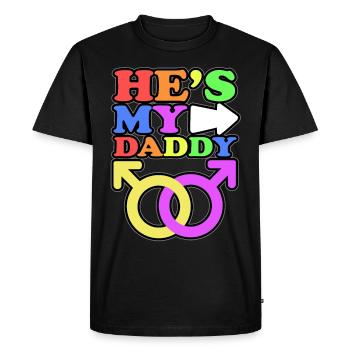 He is my dad gay parents child at 2 - Men's Premium Organic T-Shirt - black - Front - Nico (187cm)