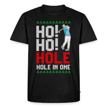 Ho Ho Hole In One Funny Golf Christmas Joke - Men's Premium Organic T-Shirt - black - Front - Nico (187cm)