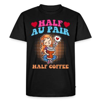 Half Au Pair half coffee - Men's Premium Organic T-Shirt - black - Front - Nico (187cm)