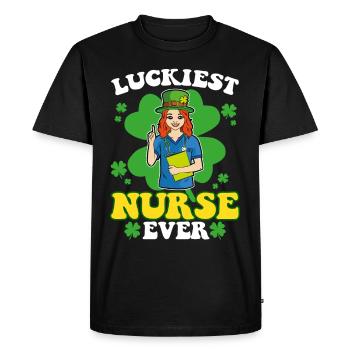 The happiest nurse Irish St. - Men's Premium Organic T-Shirt - black - Front - Nico (187cm)