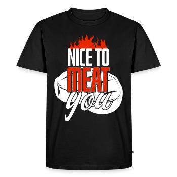 Nice To Meat You Beef Lover - Men's Premium Organic T-Shirt - black - Front - Nico (187cm)