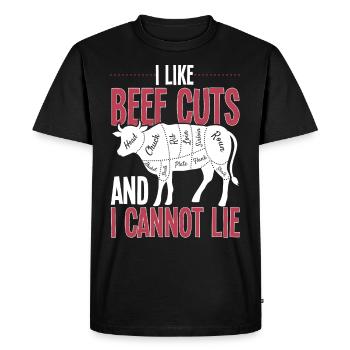 Beef Cuts And I Cannot Lie Meat Lover - Men's Premium Organic T-Shirt - black - Front - Nico (187cm)