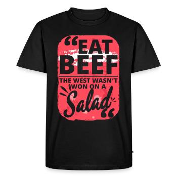 Eat Beef West Salad Meat Jokes - Men's Premium Organic T-Shirt - black - Front - Nico (187cm)