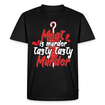 Meat Is Tasty Murder Beef Meat Lover - Men's Premium Organic T-Shirt - black - Front - Nico (187cm)