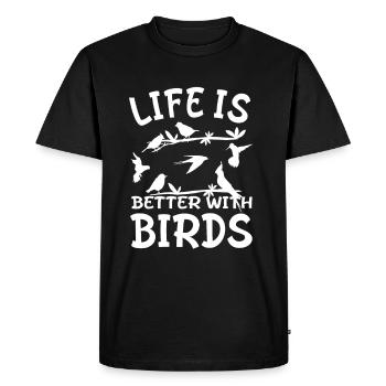 Ornithologue - La vie est meilleure avec les oiseaux - T-shirt Premium bio Homme - noir - Devant - Nico (187cm)