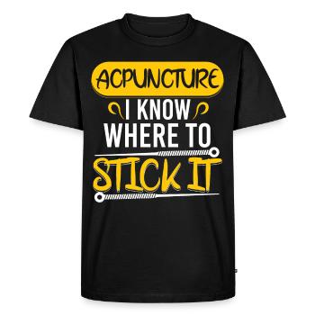Acupuncture Know To Stick - Men's Premium Organic T-Shirt - black - Front - Nico (187cm)