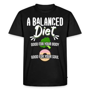Balanced Diet Good For Body And Soul - Men's Premium Organic T-Shirt - black - Front - Nico (187cm)