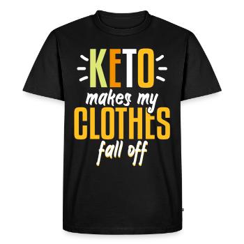 keto Makes My Clothes Fall Off - Men's Premium Organic T-Shirt - black - Front - Nico (187cm)