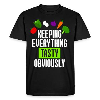 Keto Keeping Everything Tasty Obviously - Men's Premium Organic T-Shirt - black - Front - Nico (187cm)