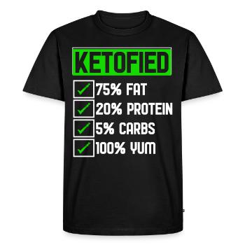 Keto Diet Ketofied Fat Protein Carbs Yum - Men's Premium Organic T-Shirt - black - Front - Nico (187cm)