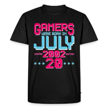 20th Birthday July Vintage 2002 Gamer - Men's Premium Organic T-Shirt - black - Front - Nico (187cm)