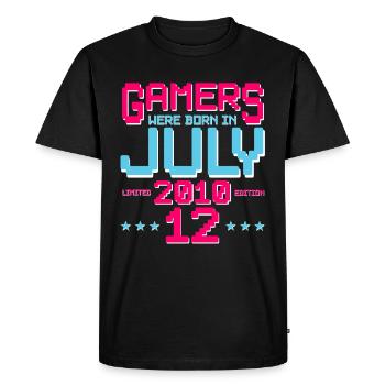 12ème Anniversaire Juillet Vintage 2010 Gamer - T-shirt Premium bio Homme - noir - Devant - Nico (187cm)