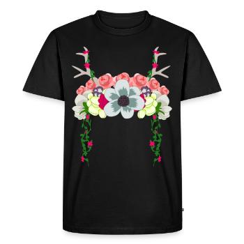 Dirndl Coiffe Fleurs Robe Traditionnelle - T-shirt Premium bio Homme - noir - Devant - Nico (187cm)