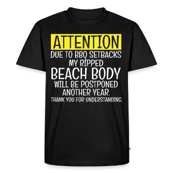 Body Postponed - Men's Premium Organic T-Shirt - black - Front - Nico (187cm)