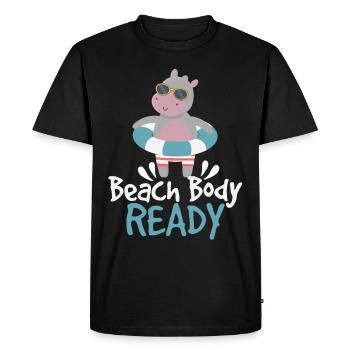 Body Ready Cute Hippo - Men's Premium Organic T-Shirt - black - Front - Nico (187cm)