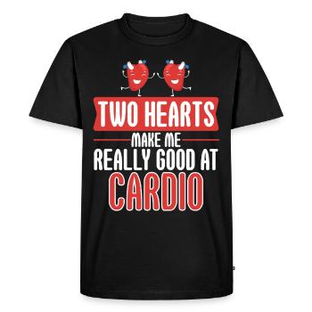 Heart Hearts Make Me Good At Cardio - Men's Premium Organic T-Shirt - black - Front - Nico (187cm)